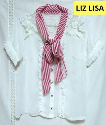 새상품 LIZ LISA 화이트 레이스 반팔 셔츠 리본 포함
