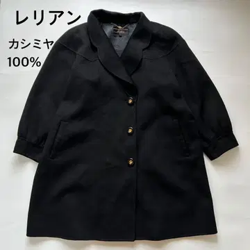 레리안 캐시미어 100% 롱 코트 레트로 블랙 어깨 패드 1