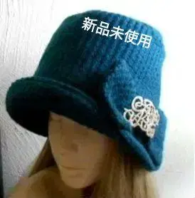 미사용 새상품 빈티지 버클 트리밍의 블루그린 자카드 크로셰
