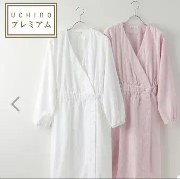 UCHINO 핑크 목욕 가운 부드러운 버튼 로브 여성용