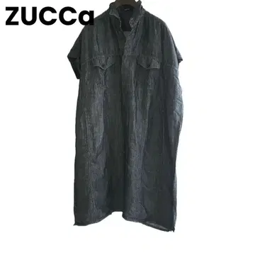 [ ZUCCa ] 주카 셔츠 원피스 린넨 블랙 데님풍