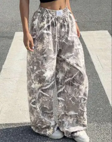 카모플라쥬 패턴 와이드 팬츠