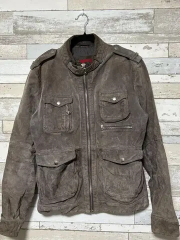 ZARA MAN 브라운 천연 가죽 스웨이드 자켓 M