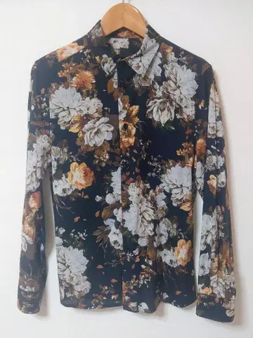 [ 상태 좋음 ] H&M 플라워 프린트 긴팔 셔츠