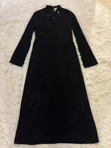 [ 컨디션 최상 ] 시빌라 롱 원피스 벨로아 벨벳 블랙 맥시 길이 L
