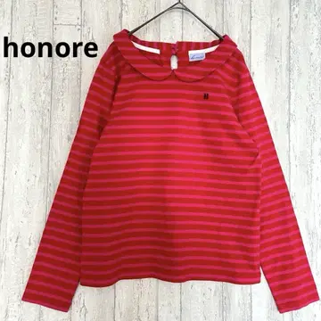 오노레 honore 보더 티셔츠 [ M ] 긴팔 원포인트 레드 계열
