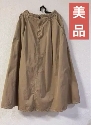 새상품급 SOMETHING 베이지 플레어 스커트 S