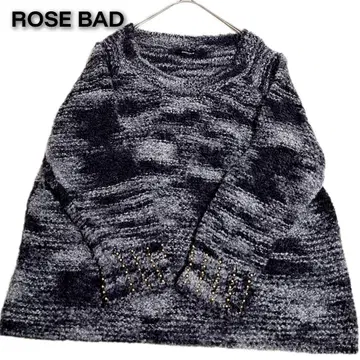 ROSE BAD 알파카 혼방 멜란지 니트 F 소매 비즈
