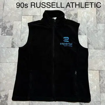90s 러셀 애슬레틱 플리스 베스트 자켓 자수 로고 기업 로고 USA