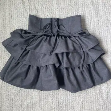 미셸 마카롱 허니 뮤우 티어드 프릴 스커트 XS 그레이
