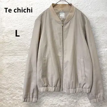 테치치 집업 블루종 자켓 점퍼 베이지 L 밑단 폭 밴딩