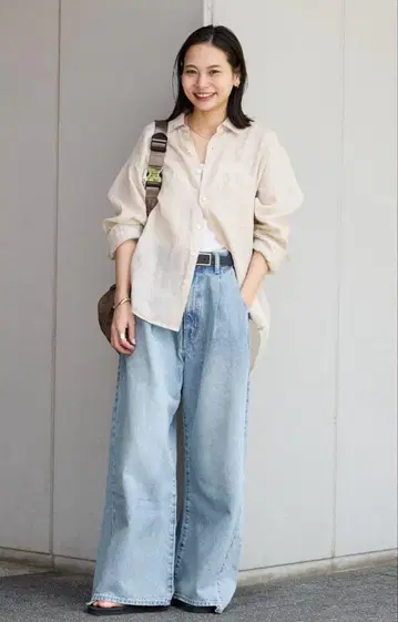 저널 스탠다드 2턱 와이드 데님 팬츠