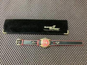 GLACIER EXPRESS 꽃무늬 가죽 시계