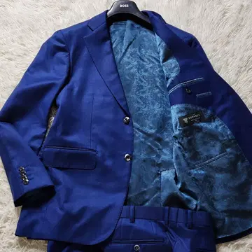 컨디션 최상 XL 상당 DORMEUIL 수트 셋업 페이즐리 올 패턴