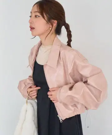 [ 세탁 가능 ] 숏 드로스트 레더 자켓