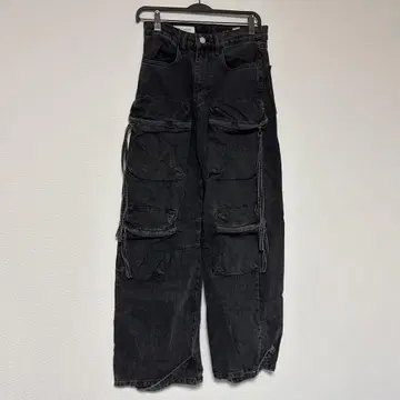 ZARA 블랙 데님 카고 팬츠