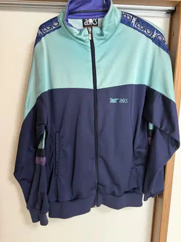 ASICS 집업 자켓 유로 빈티지 민트 그린/네이비