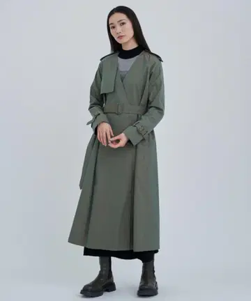 올리브 그린 트렌치코트 벨트 포함