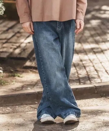 가공 데님 팬츠 라이트 블루