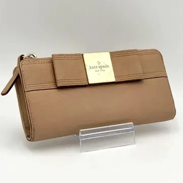 kate spade 케이트 스페이드 라운드 지퍼 리본 베이지 장지갑