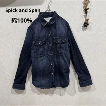 Spick and Span 데님 셔츠 면 100% 긴팔 셔츠 캐주얼