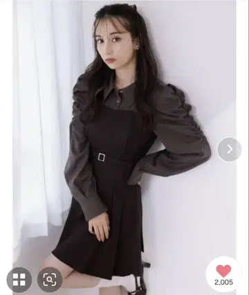dazzlin 긴팔 레이어드 셔츠 미니 원피스