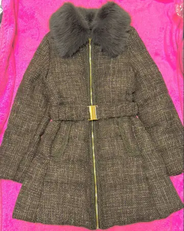 Riu Tweed 다운 코트 브라운 R짱