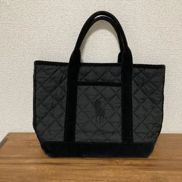 랄프 로렌 블랙 퀼팅 토트백