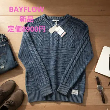 BAYFLOW 새상품 케이블 니트 스웨터 M 사이즈 블루 계열 남성용