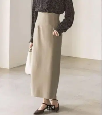 noble 저지 라이크 칼라 타이트 스커트 38 베이지