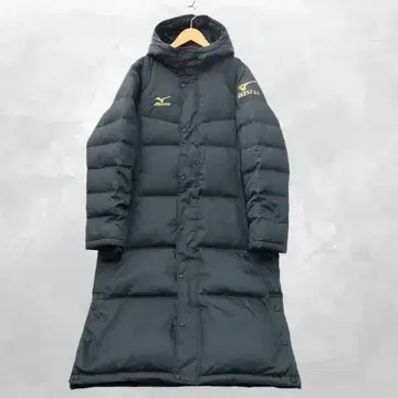 미즈노 MIZUNO 로고 자수 집업 후디드 롱 다운 코트 M