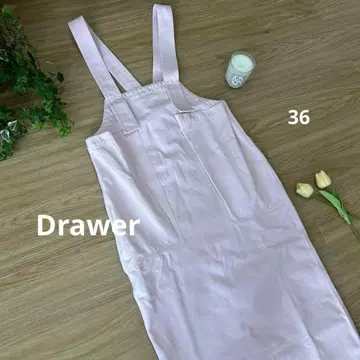 드로어 트윌 바이오 오버롤 스커트 36 핑크 롱