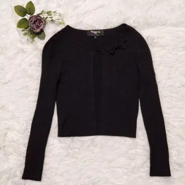새상품급 폴카 울 니트 가디건 얇은 소재 여성용 SIZE M 블랙