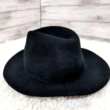 새상품/택 포함 Crushable 이탈리아제 중절모 모자 블랙