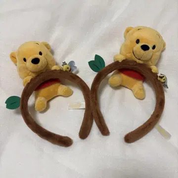 푸우 봉제 인형 포함 머리띠 2세트