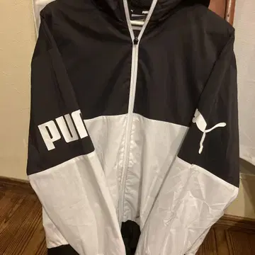 PUMA 나일론 자켓 블랙/화이트