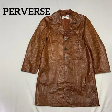 PERVERZE 브라운 롱 코트 퍼버즈 가죽 코트 자켓