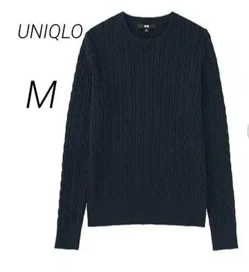 [UNIQLO] 캐시미어 혼방 코튼 캐시미어 케이블 크루넥 스웨터 M