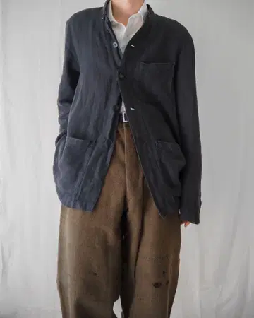 90s agnes b. homme Linen Chore Jacket