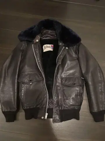 SCHOTT A-2 G-1 플라이트 자켓 38 블랙 가죽 옷깃 보아