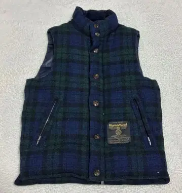 레어 에디피스 x 해리스 트위드 다운 베스트 체크 무늬