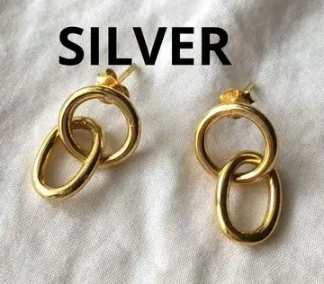 빈티지 더블 서클 골드 코팅 귀걸이 SILVER 후프