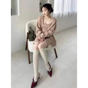 LILY BROWN 니트 가디건 세트 미니 원피스