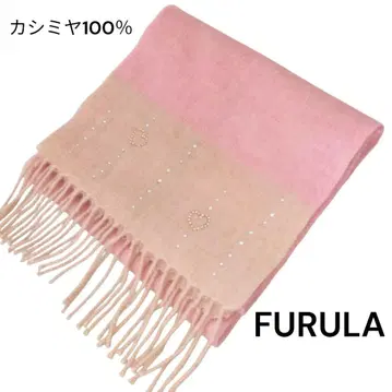 훌라 FURLA 캐시미어 100% 머플러 큐빅 하트 핑크