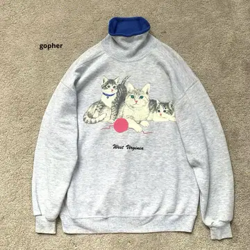 gopher SPORTS 90'S 맨투맨 트레이닝복 고양이 고양이 그레이