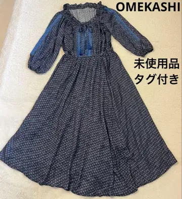 새상품 택 포함 OMEKASHI 자수 롱 원피스 보헤미안 블루