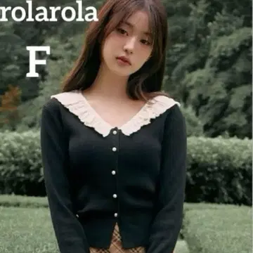 [ 새상품급 ] 로라로라 가디건 니트 블랙 원영 카라 부착 프릴 한국