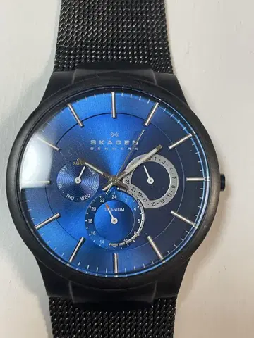 SKAGEN 파랑 메쉬밴드 손목시계