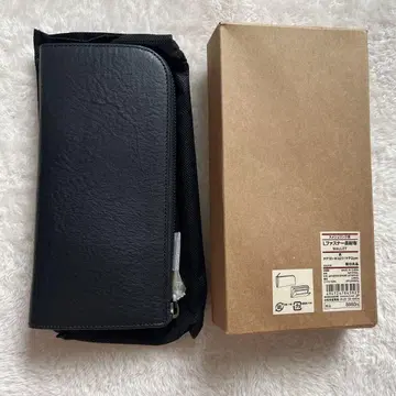 무인양품 베지터블 슈링크 가죽 L 지퍼 장지갑 블랙