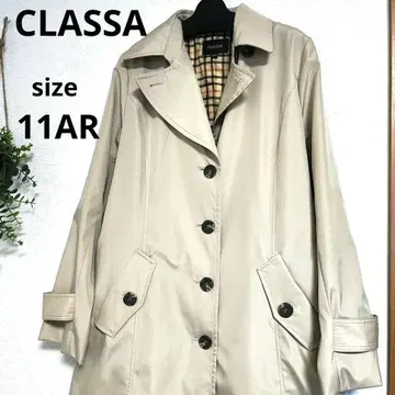 CLASSA 베이지 트렌치코트 벨트 포함 체크 안감 11AR